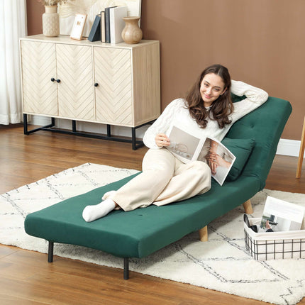 Fauteuil convertible en lit, dossier réglable, velours vert foncé