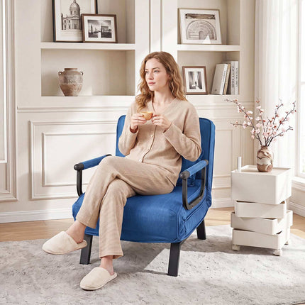 Fauteuil-lit convertible, bleu – Réglable en 5 positions