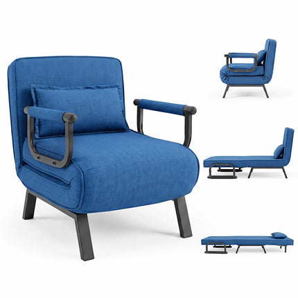 Fauteuil-lit convertible, bleu – Réglable en 5 positions
