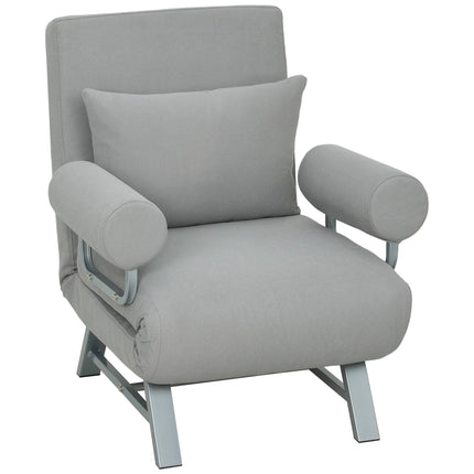 Fauteuil convertible en lit, ergonomique, tissu gris clair