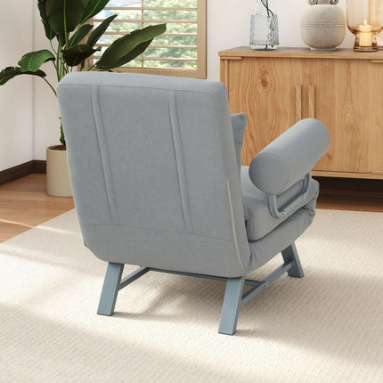 Fauteuil convertible en lit, ergonomique, tissu gris clair