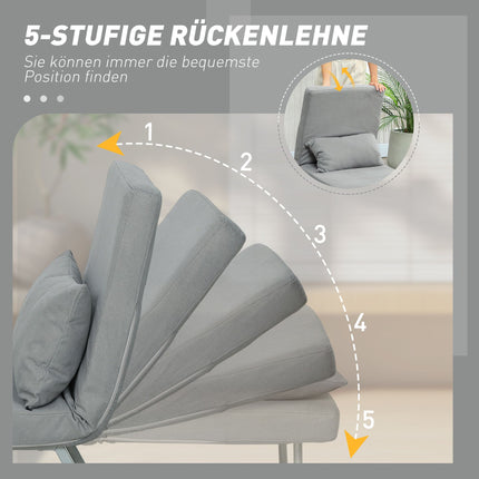 Fauteuil convertible en lit, ergonomique, tissu gris clair