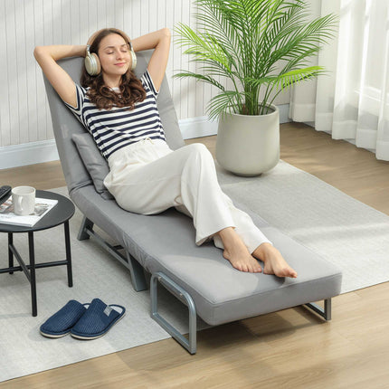 Fauteuil convertible en lit, ergonomique, tissu gris clair