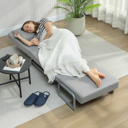 Fauteuil convertible en lit, ergonomique, tissu gris clair