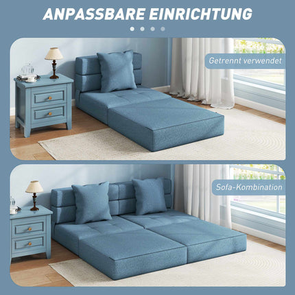 Fauteuil convertible, housse amovible, bleu foncé, 70 x 70 x 61 cm
