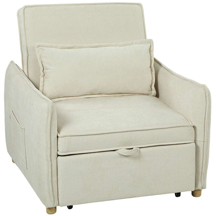 Schlafsessel mit Bettfunktion, Creme, 3-in-1