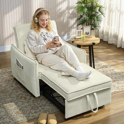 Schlafsessel mit Bettfunktion, Creme, 3-in-1