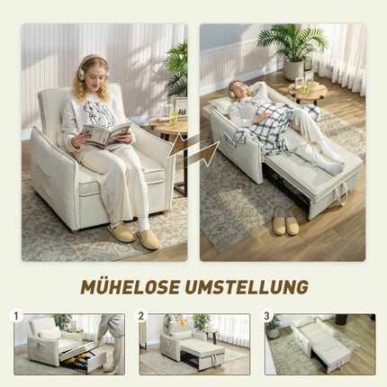 Schlafsessel mit Bettfunktion, Creme, 3-in-1