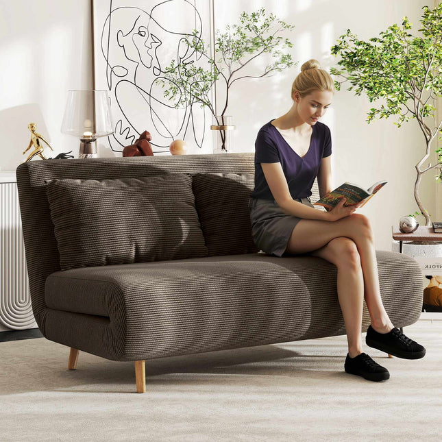 Schlafsofa, verstellbare Rückenlehne, Cordstoff, 120 kg Tragkraft