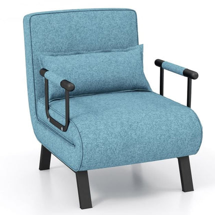 Fauteuil-lit convertible, 6 positions, lin, bleu