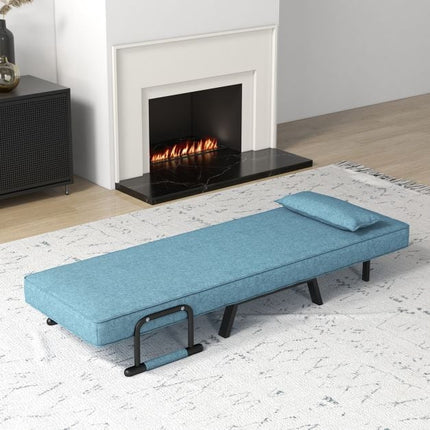 Fauteuil-lit convertible, 6 positions, lin, bleu