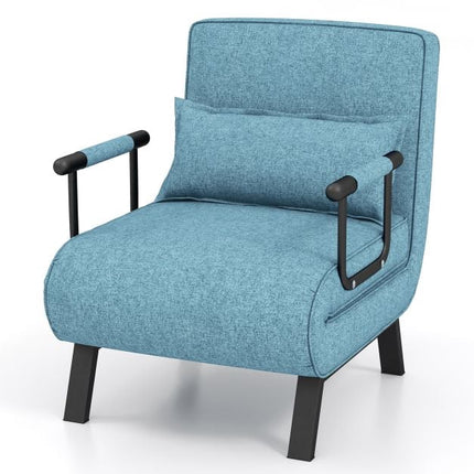Fauteuil-lit convertible, 6 positions, lin, bleu