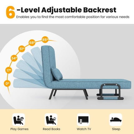 Fauteuil-lit convertible, 6 positions, lin, bleu