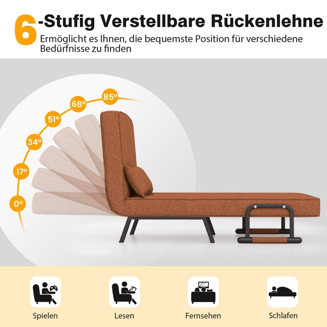 Cabrio Schlafsofa Sessel – 6-fach verstellbare Rückenlehne, Leinenstoff