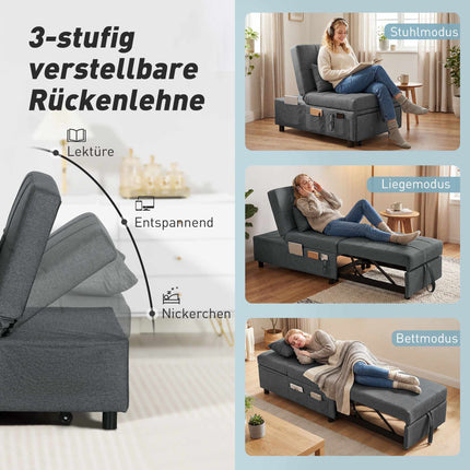 Schlafsofa mit verstellbarer Rückenlehne und Kissen