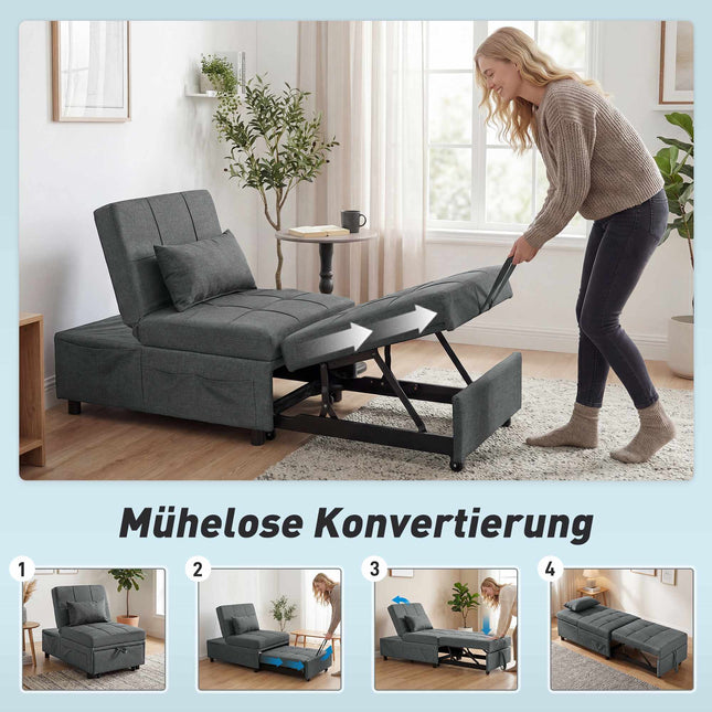 Schlafsofa mit verstellbarer Rückenlehne und Kissen