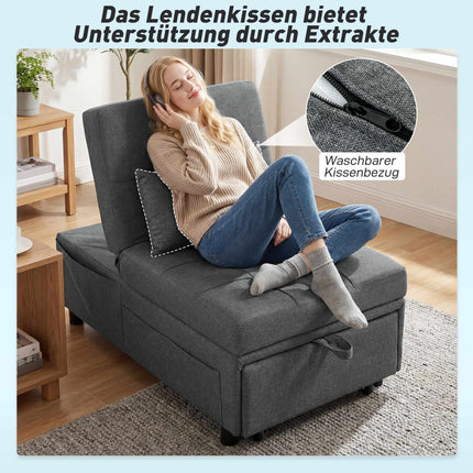 Schlafsofa mit verstellbarer Rückenlehne und Kissen