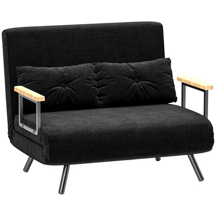 Schlafsofa aus Samt, schwarz, inklusive 2 Kissen