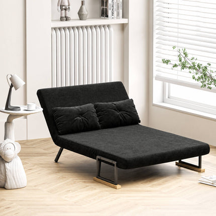 Schlafsofa aus Samt, schwarz, inklusive 2 Kissen
