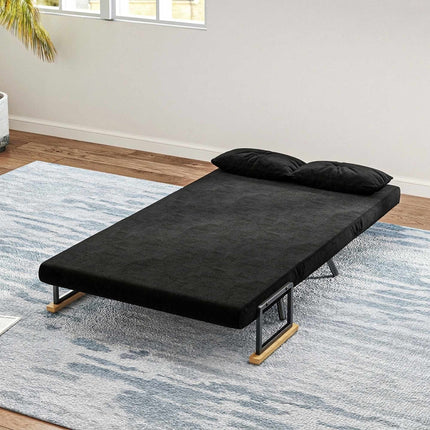 Schlafsofa aus Samt, schwarz, inklusive 2 Kissen