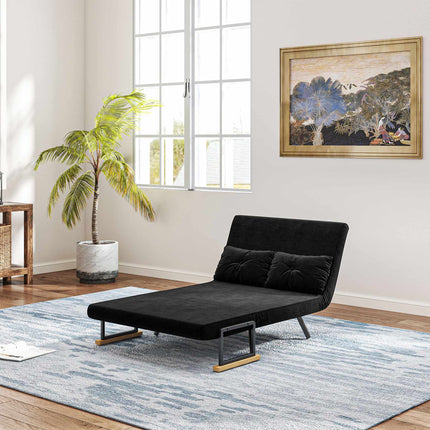 Schlafsofa aus Samt, schwarz, inklusive 2 Kissen