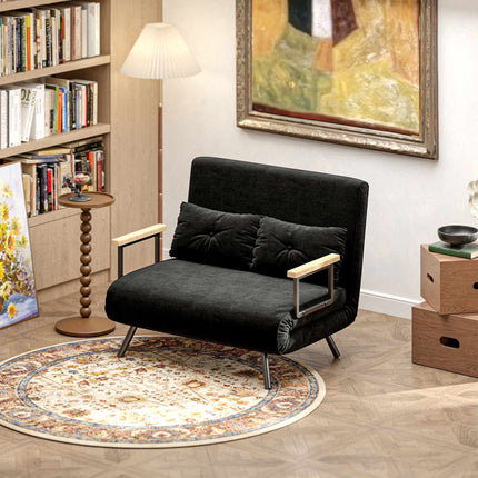 Schlafsofa aus Samt, schwarz, inklusive 2 Kissen