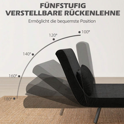 Schlafsofa aus Samt, schwarz, inklusive 2 Kissen