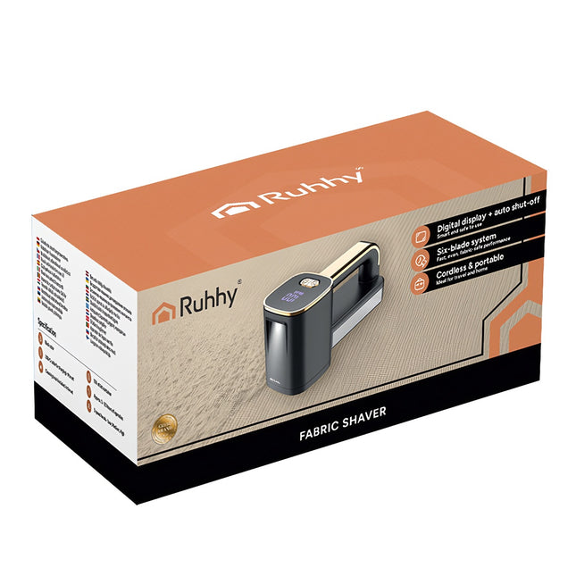 Cordless Fabric Shaver, LCD Display, LED Light, Black