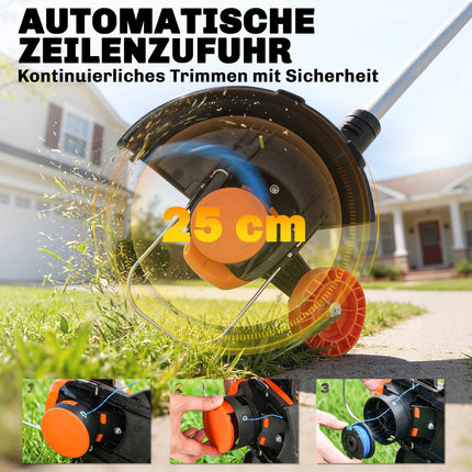 Akku-Rasentrimmer 21V, 25cm Schnittbreite, 2x4.0Ah Akkus