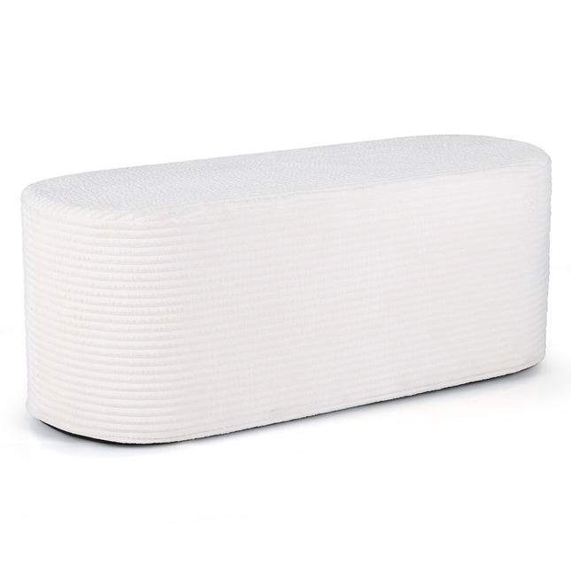 Banc ottoman en velours côtelé, 120 cm, beige, mousse haute densité
