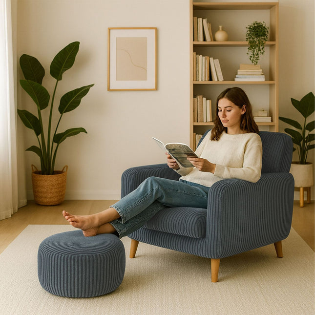 Pouf rond en velours côtelé - Coussin de sol souple