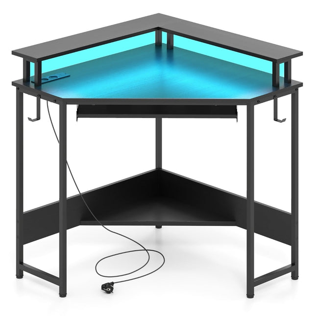 Eckschreibtisch mit Ladestation, LED, Tastaturauszug