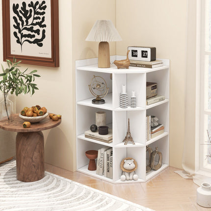 Étagère d'angle avec station de recharge, 9 cubes, blanche