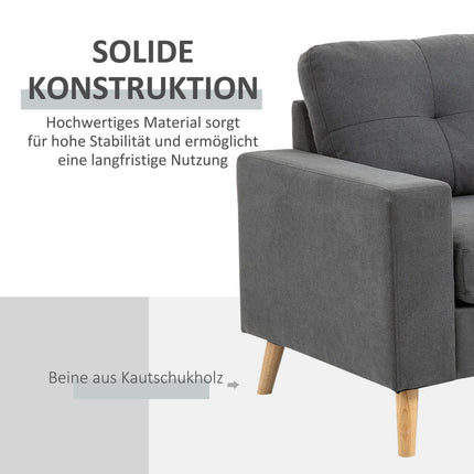 L-Shape gray corner sofa, linen look, seats 3, 93X136X85 Cm