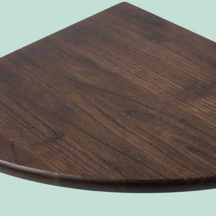 Corner Wall Shelf, Wall-Mounted Walnut Semi-Circle