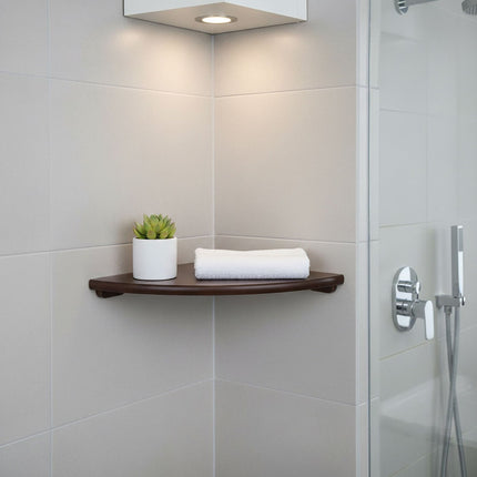 Corner Wall Shelf, Walnut, Semi-Circle, Mounting Hardware