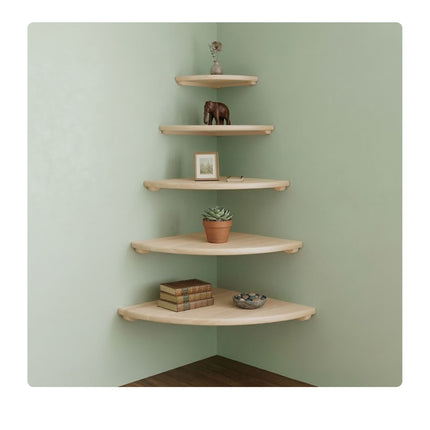 Corner Wall Shelf, Walnut, Wall-Mounted Semi-Circle
