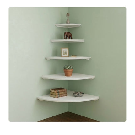 Corner Wall Shelf, Walnut, Wall-Mounted Semi-Circle