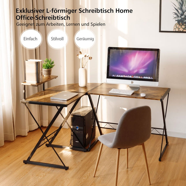 Eckschreibtisch L-Form Computertisch aus Holz 147 x 112 x 79 cm Braun