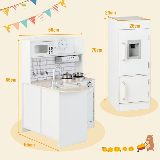 Eck-Spielküche mit separatem Kühlschrank &amp; Sound &amp; Spielzubehör Kinderküche weiß