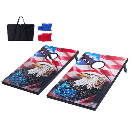 Cornhole Set 3x2 Ft MDF Boards, 8 Bean Bags, Case