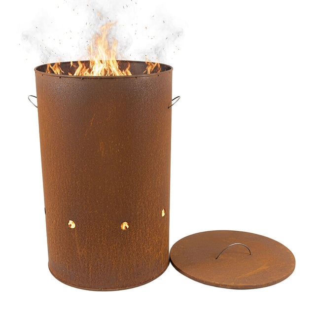 Cortenstahl-Feuerschale mit Deckel – Hohes Design