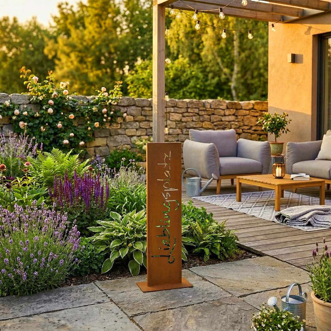 Panneau de jardin en acier Corten - Patine rustique, plaque de base