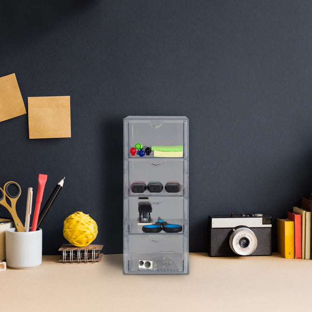 Organisateur de cosmétiques à 4 tiroirs - Rangement en plastique transparent
