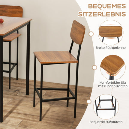 Ensemble de salle à manger avec tabourets hauts et 4 tabourets, marron foncé, MDF