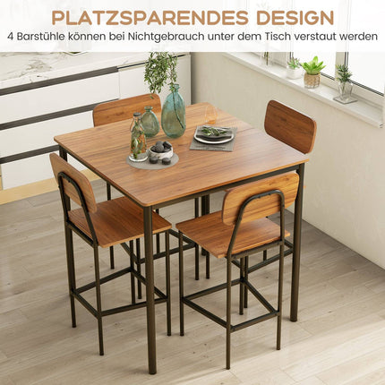 Ensemble de salle à manger avec tabourets hauts et 4 tabourets, marron foncé, MDF