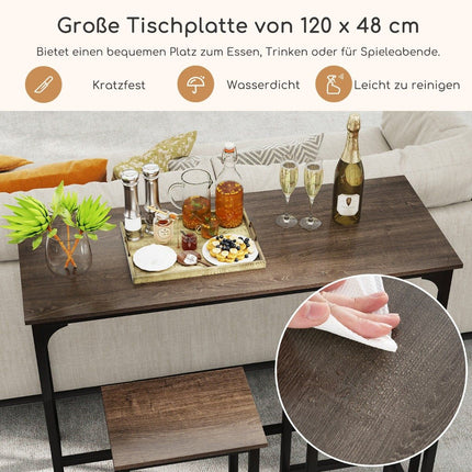 Essgruppe in Tresenhöhe mit Tisch und 2 Hockern, Industriestil