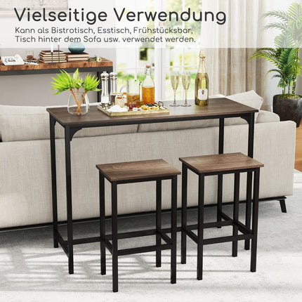 Essgruppe in Tresenhöhe mit Tisch und 2 Hockern, Industriestil