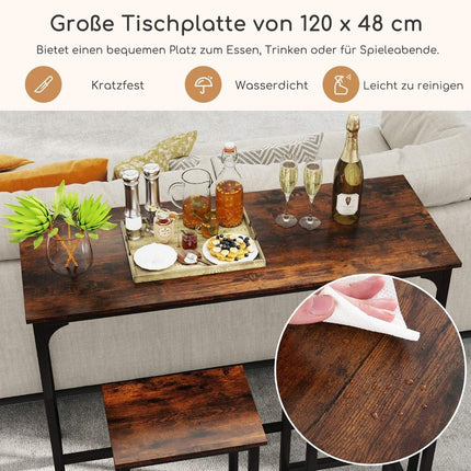 Ensemble de salle à manger à hauteur de comptoir avec table et 2 tabourets, marron