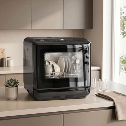 Lave-vaisselle de comptoir, réservoir de 6 L, 5 programmes, noir